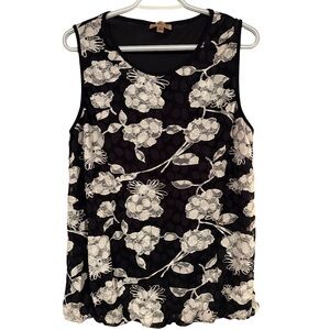 Lavish Black and White Floral Tank Top